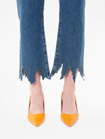 Jw Anderson Logo-patch Laser-cut Detail Straight-leg Jeans In Blue
