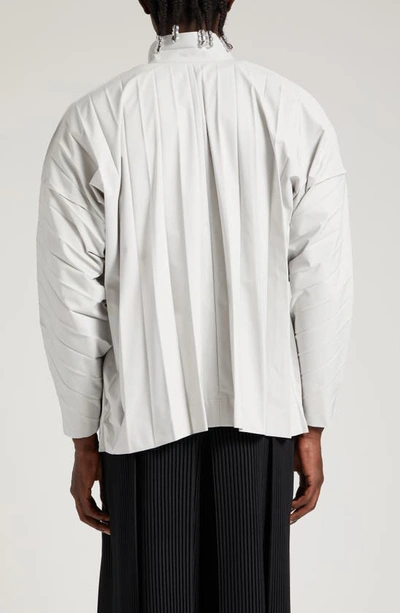 Shop Issey Miyake Edge Pleated Jacket In 11-lt.gray
