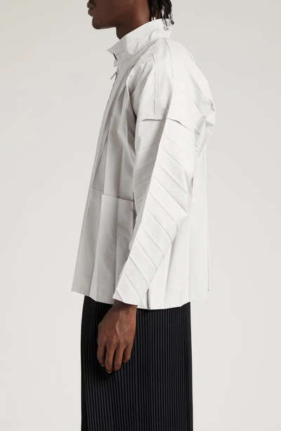 Shop Issey Miyake Edge Pleated Jacket In 11-lt.gray