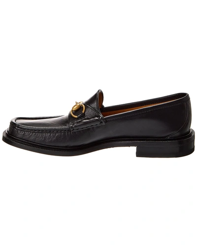 Shop Gucci Horsebit Leather Loafer In Black