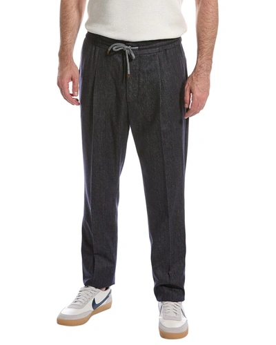 Shop Brunello Cucinelli Leisure Fit Wool Pant In Blue