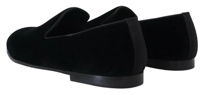 Shop Dolce & Gabbana Velvet Slipper Loafers Slipon Men's Shoes In Black