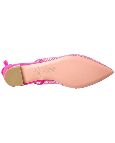 Shop Aquazzura Bow Tie Mesh & Suede Ballet Flat In Pink