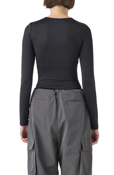 Grey Lab Long Sleeve Bodysuit In Black In Black