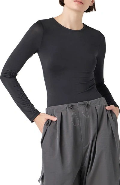 Grey Lab Long Sleeve Bodysuit In Black In Black