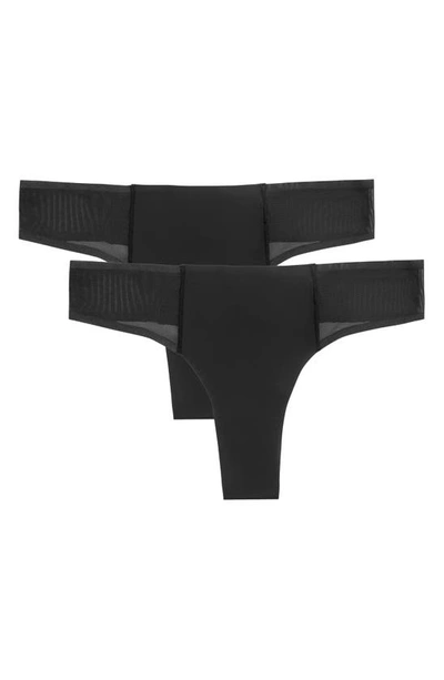 Uwila Warrior Vip 2-pack Mesh Trim Thongs In Tap Shoe Black
