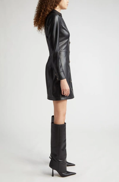 Shop Veronica Beard Garret Long Sleeve Faux Leather Coat Dress In Black