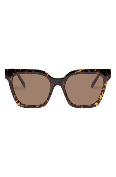 Shop Le Specs Star Glow Square Sunglasses In Dark Tort