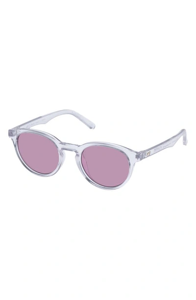 Shop Le Specs Trashy Round Sunglasses In Crystal Clear