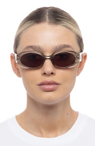 Shop Le Specs Shebang Rectangular Sunglasses In Champagne Shimmer