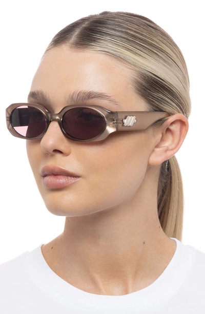 Shop Le Specs Shebang Rectangular Sunglasses In Champagne Shimmer