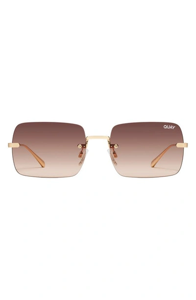 Shop Quay Ttyl 53mm Gradient Rimless Sunglasses In Gold/ Brown Fawn
