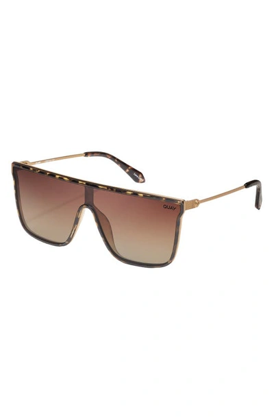 Shop Quay Nightfall Remixed Polarized Shield Sunglasses In Tortoise Chocolate Paprika