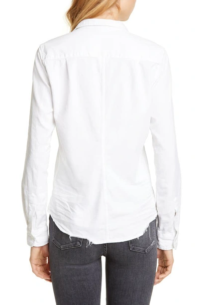 Shop Frank & Eileen Barry Denim Button-up Shirt In White Tattered Denim