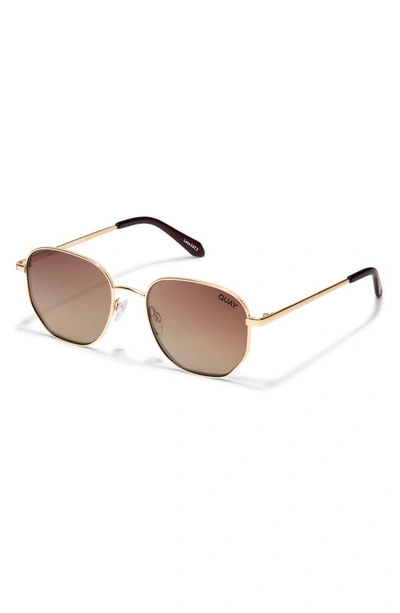 Shop Quay Big Time 54mm Gradient Round Sunglasses In Gold / Chocolate Paprika