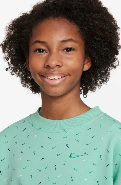 Shop Nike Kids' Sportswear Club Fleece Oversize Sweatshirt In Emerald Rise/ Clear Jade