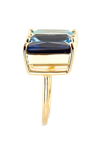 Shop Judith Leiber Ombré Three Stone Knuckle Ring In Gold Blue Ombre