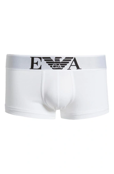 Shop Emporio Armani Stretch Cotton Trunks In White