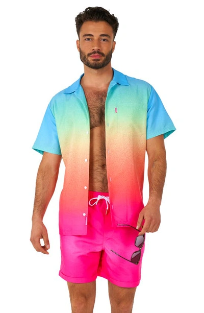 Shop Opposuits Funky Fade Summer Shirt & Shorts Set In Pink