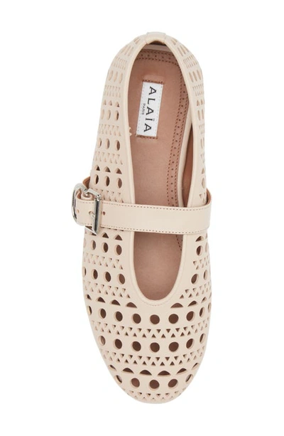 Shop Alaïa Laser Cut Ballet Flat In Light Beige