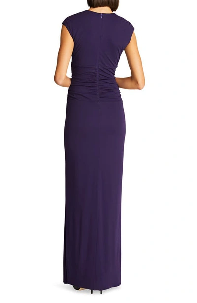 Shop Halston Giovanna Matte Jersey Gown In Aubergine