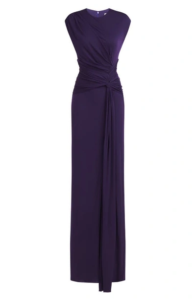 Shop Halston Giovanna Matte Jersey Gown In Aubergine