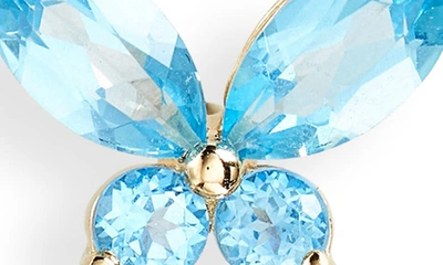 Shop Bony Levy Blue Topaz Butterfly Stud Earrings In 14k Yellow Gold