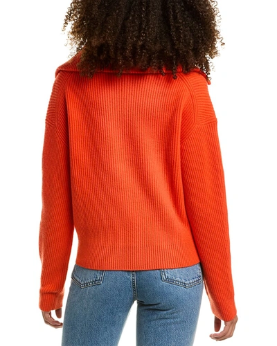 Shop Maje 1/2-zip Wool-blend Sweater In Orange