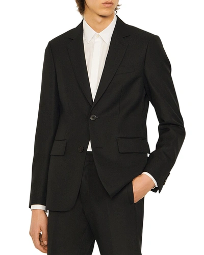 Shop Sandro Alpha Wool-blend Suit Jacket In Black