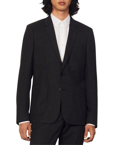 Shop Sandro Legacy Wool Suit Jacket In Grey