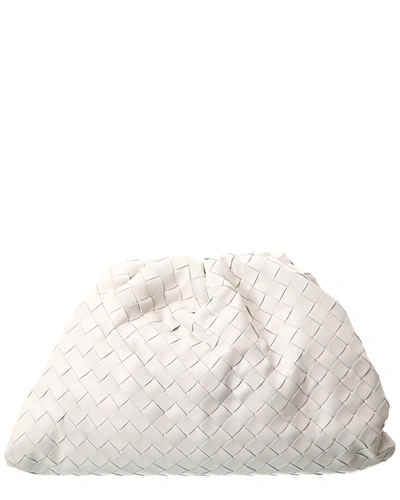 Shop Bottega Veneta The Pouch Maxi Intrecciato Leather Clutch (authentic ) In White
