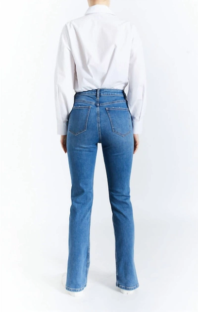Shop Oat New York High-rise Straight Jeans In Arkin Medium Dark Wash In Blue