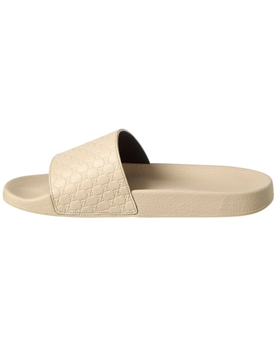 Shop Gucci Microssima Leather Slide In White
