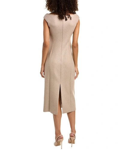 Shop Theory Paneled Wool Midi Dress In Brown