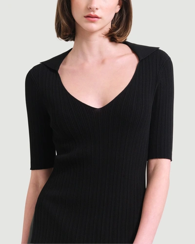 Shop Modern Citizen Hunter Collared Short-sleeve Sweater In Black