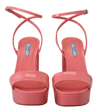 Shop Prada Patent Women'ss Ankle Strap Heels Women's Sandal In Pink