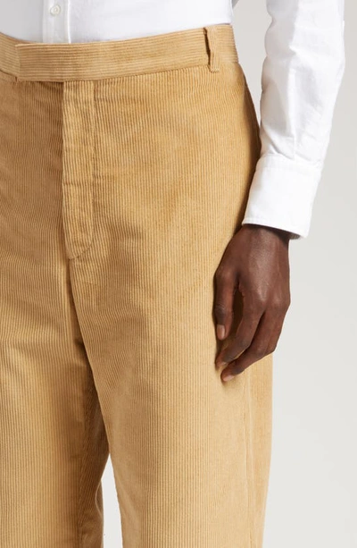 Shop Thom Browne Unconstructed Straight Leg Cotton Corduroy Pants In Khaki