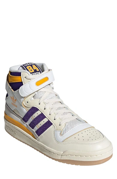 Shop Adidas Originals Forum High Top 84 Sneaker In Cream White/ Collegiate Purple