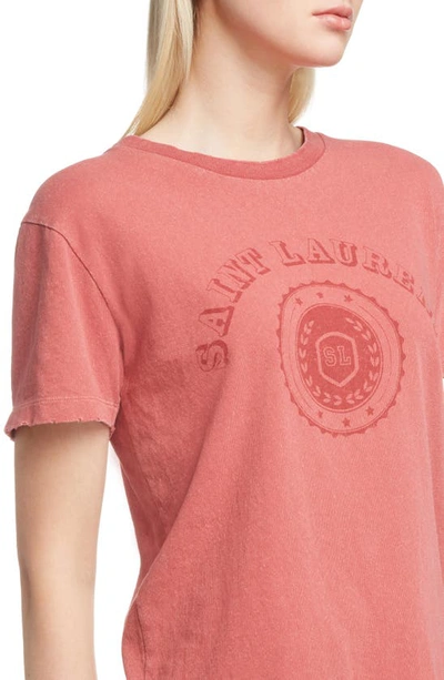 Shop Saint Laurent University Graphic Tee In Red