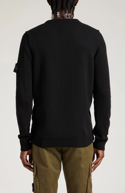 Shop Stone Island Crewneck Wool Blend Sweater In Black