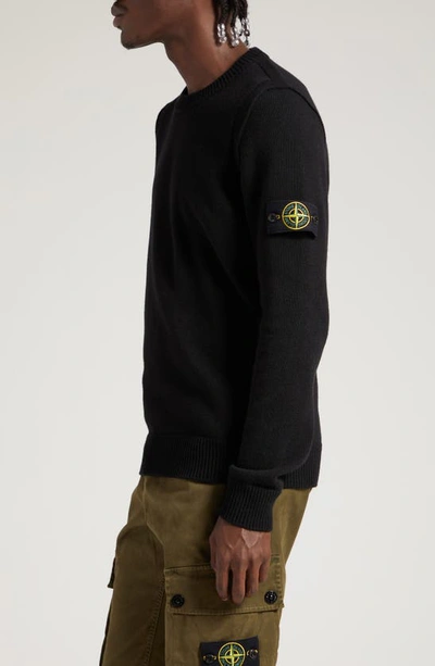 Stone Island Lightweight Wool Crew Neck Pullover In Black