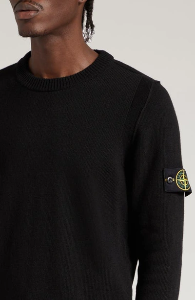 Shop Stone Island Crewneck Wool Blend Sweater In Black