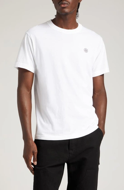 Shop Stone Island Logo Patch Cotton T-shirt In White