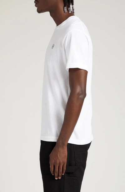Stone Island Embroidered Cotton Jersey T-shirt In White