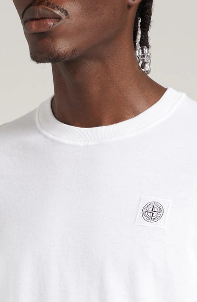 Stone Island Embroidered Cotton Jersey T-shirt In White