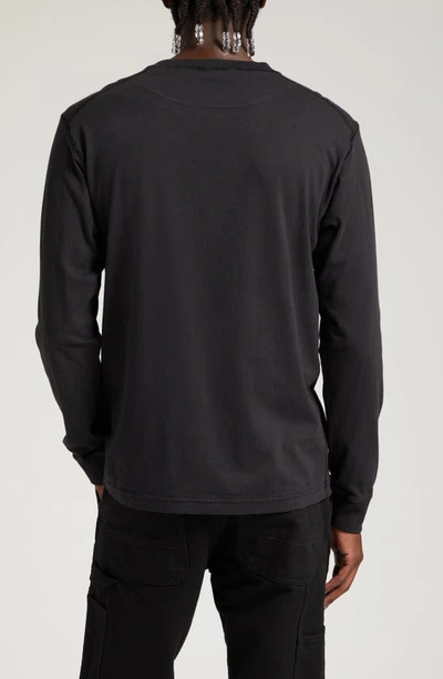 Shop Stone Island Logo Long Sleeve Cotton T-shirt In Black
