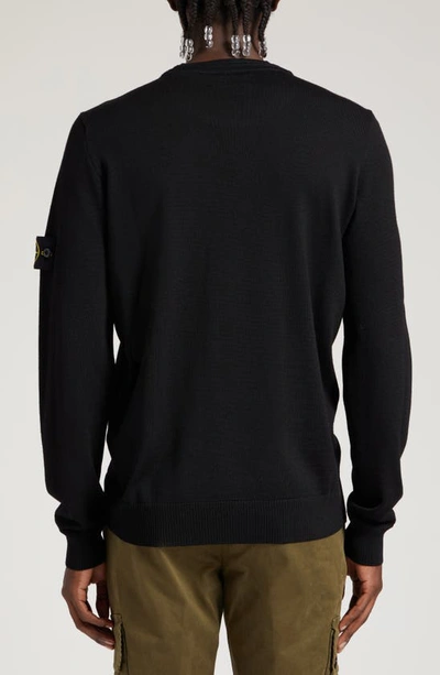 Stone Island Lightweight Wool Crew Neck Pullover In Black