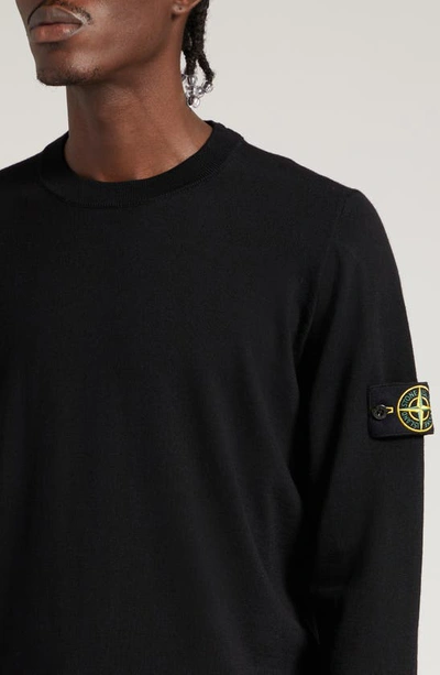 Stone Island Lightweight Wool Crew Neck Pullover In Black