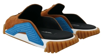 Shop Dolce & Gabbana Beige Suede Crystal Slides Sandals Flats Ns1 Men's Shoes