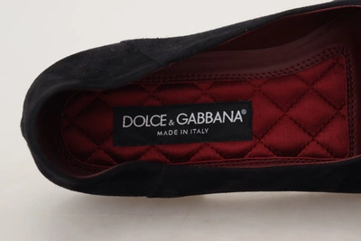 Shop Dolce & Gabbana Black Suede Gold Cross Slip On Loafers Men's Shoes